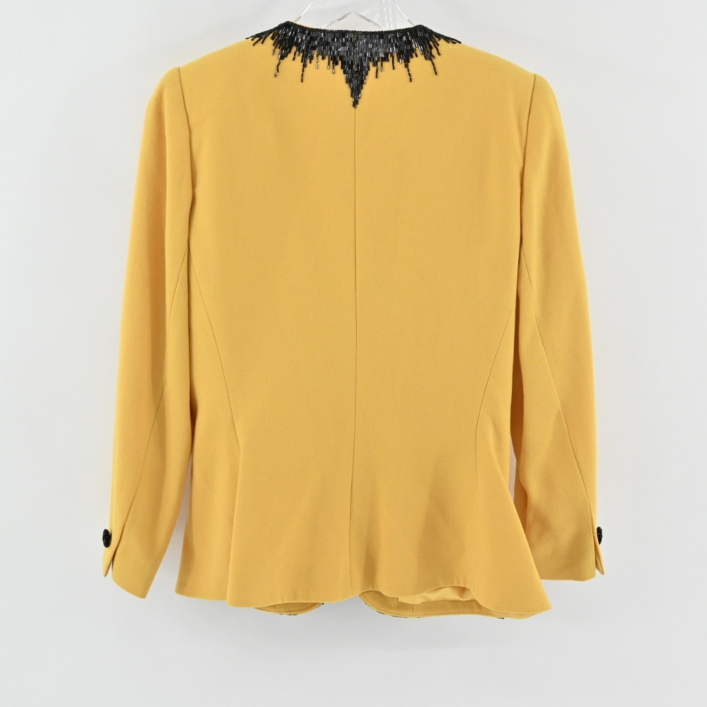 Vtg Nolan Miller Wool‎ Beaded Jacket Tank Set Size 8 Yellow Retro Glam Hong Kong - Picture 3 of 16